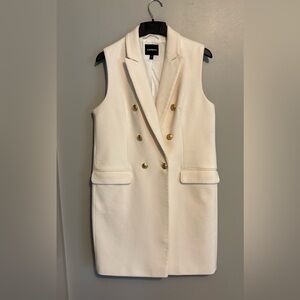 Express sleeveless blazer/coat, cream with gold buttons. Size large